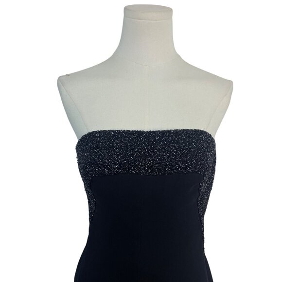 Helen Morley Strapless Black Midi Dress W/ Glitter Bust & Sheer Wrap Szize 10 - Picture 5 of 9